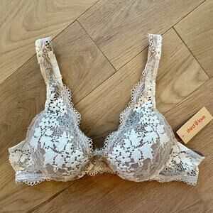 ThirdLove All Day Lace Uplift Plunge Sea Salt White Nude Bra 36B NWT